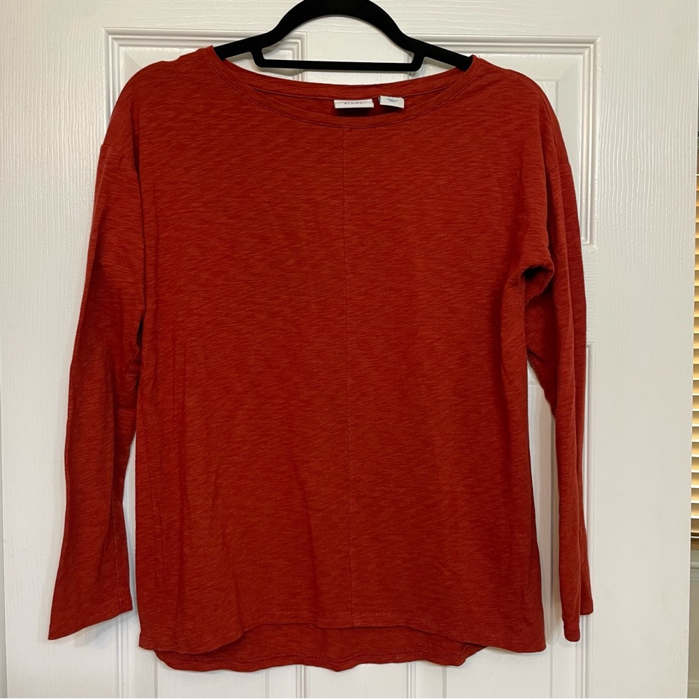 Antibes Blanc Modal 3/4 length Sleeve t-shirt top, burnt orange, M